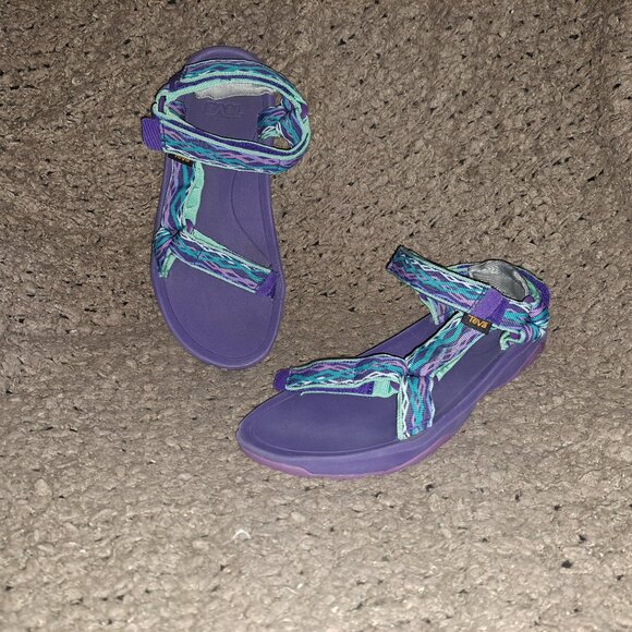 TEVA Hurricane Drift Sandals-XLT-Purple Blue Green-Hook/Loop-Sz 38/39-Excellent - Picture 1 of 8